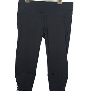 Women's Prana XL Capri Black Leggings - Side cutouts (031)